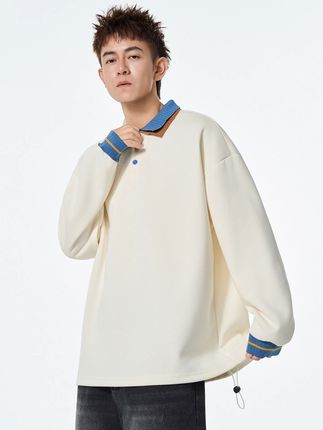 撞色翻领卫衣,轻松穿出时尚感! 秋冬穿啥?这款设计感十足的衣服帮你解决难题!#男生穿搭#秋季穿搭#卫衣#卫衣穿搭#男生秋季简单穿搭配色