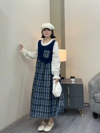 格子背带裙秋冬季必备 #格子裙 