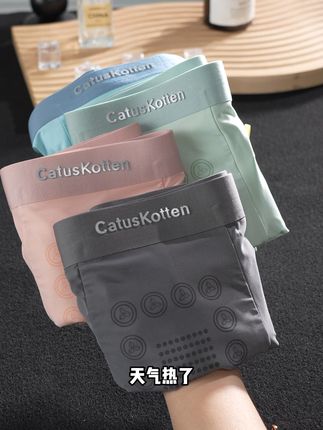 CatusKotten 薄荷凉感男士冰丝内裤,送男友送家人。 #内裤男款 #冰丝面料柔软舒适 #10A抑菌 #礼盒礼袋 #夏日福利