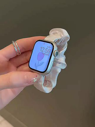 夏日温柔风~雪纺冰丝发圈表带 #华为fit4 #fit3 #温柔风 #表带女款 #发圈表带