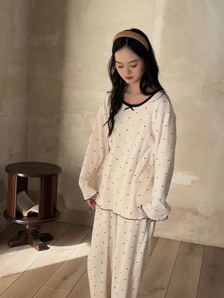 波点睡衣也太好看了吧,上身巨舒服!!! #睡衣女 #波点睡衣 #德绒保暖套装 #家居服 #及好睡衣