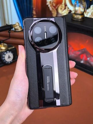 【昆仑防窥】羽唯适用#华为MateX6 #手机壳 真皮支架x5壳膜一体铰链全包