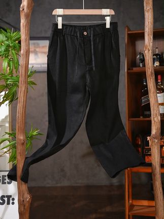 把秋日慵懒穿在身上,纯亚麻男裤正合适 #休闲裤男 #面料柔软舒适