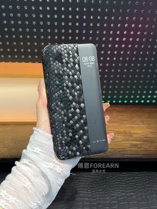 手感和功能我都要!华为Pura80 Pro智能皮套,头层牛皮龙麟纹霸气防刮,免翻盖接听秒回老板!#商务必备 #华为pura80pro手机壳