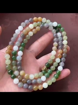 和田玉多宝8mm 108颗项链手链两用款 碧玉,烟紫,糖白若羌 颜色古色古香!霸气秋冬美拉德风 ,玉质细腻油润,层次分明,高密度👍,重:85.84克,上身效果大气上档次!附证书 配925扣#冒险之星视频激励活动 #这也能开播