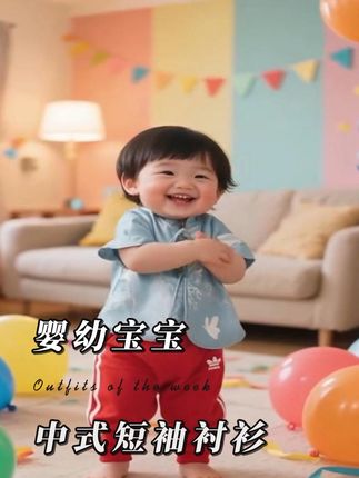 宝宝穿这国风短袖超凉快!男宝女宝通用哦! #萌娃穿搭#儿童国风汉服 #儿童短袖 #婴幼儿服饰 #国风童装