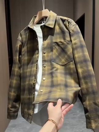 复古格子衬衫,轻松穿出高级感! 秋冬穿啥?这款拼色格纹外套帮你解决难题!#秋季穿搭#高级感穿搭#衬衫外套#格子衬衫#男生秋日有效穿搭