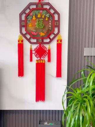 八角桃木中国结,客厅瞬间提升档次! 新年必备!寓意吉祥、造型喜庆的新款八角桃木玉雕中国结来啦~快来看看吧!#手艺人#中国结挂件#中国结#挂件#客厅装饰