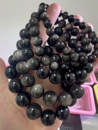 🌟银曜石每个都是双眼的 而且银曜寓意也很好 保佑平安 招财 #水晶手串 #双眼银曜石手串  