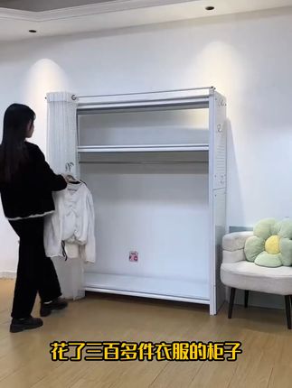 出租房必备!简易组装衣架, 置物架,衣架加粗挂衣杆设计,承重百斤不变形。葫芦孔卡扣设计,层高随意调节#衣架收纳架 #衣架工厂 #货架工厂 #货架厂家 #工厂直发