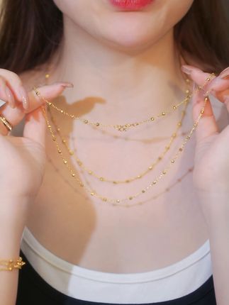 bling bling闪耀全场,钛钢珠珠项链让你成为派对焦! 想戴出高级感?这款百搭项链帮你搞定!#自带氛围感的森系蛋卷发型