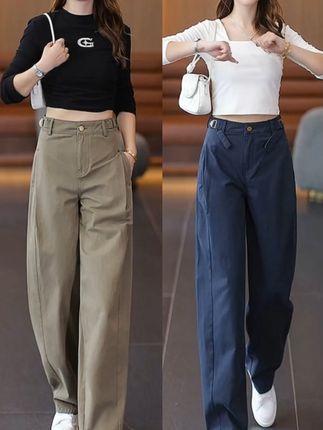 高腰阔腿裤,显瘦又舒适,秋天必备! 秋冬穿啥裤子?这款高定版型、面料舒适又百搭!#ootd穿搭 #显瘦穿搭 #面料柔软舒适 #牛仔裤 #毫不费力地打开初秋穿搭