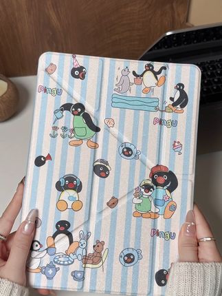 蓝白条纹像夏日冰汽水,满屏 Q 萌企鹅开派对  学生党闭眼入!🐧💙#高颜值平板壳 #好物推荐 #华为matepad #企鹅 #平板保护套推荐