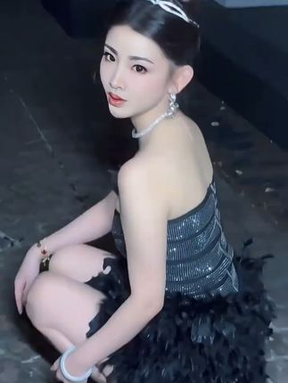 💃绝美礼服裙!这条礼服也太美了!!! 芭蕾风烫钻羽毛重工抹胸连衣裙时尚穿搭重工晚礼服~#谁穿谁好看 #高级感穿搭 #显高显瘦显腿长 #礼服#设计感