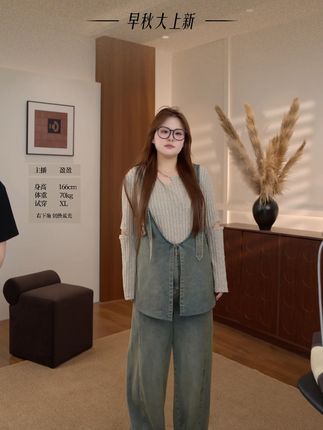 复古牛仔背带裤,大码女生的秋天救星! ~#秋季穿搭 #牛仔裤 #显瘦裤子 #百搭神裤 #梨形身材穿搭大赏