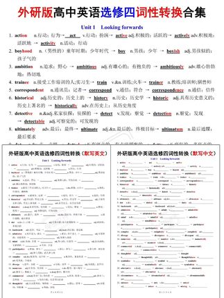 【外研版高中英语选修四】词性转换背默 【外研版高中英语选修四】词性转换背默