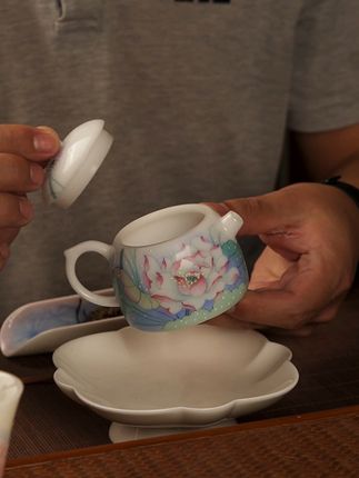 冰种玉瓷手绘荷花小容量泡茶壶 #茶壶 #泡茶神器 #器物之美 #泡茶壶 #茶生活