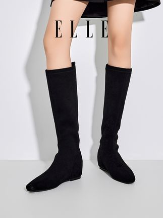 ELLE小个子内增高长靴女士弹力瘦瘦靴复古百搭高筒骑士靴 #长靴 #瘦瘦靴 #骑士靴 #高筒靴 #增高鞋