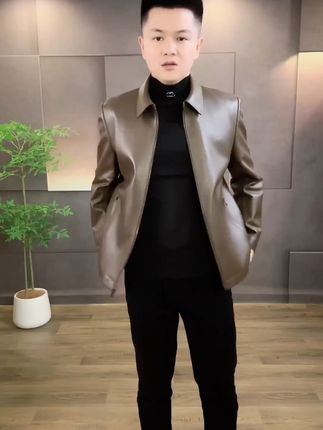 优质绵羊皮真皮皮衣男士商务休闲翻领老钱风夹克外套 #真皮皮衣男 #男士真皮夹克 #商务皮衣 #海宁皮衣 #2025抖音创作者大会