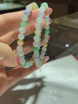 多宝色圆珠手串 #天然翡翠 