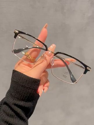 【痞帅半框眼镜✨】男女同款! 高颜值复古设计,轻松驾驭各种风格~可配近视度数,防蓝光护眼👓日常实用又百搭,质感高级不挑脸型!#男士眼镜框推荐 #痞帅穿搭 #高颜值眼镜 #气质百搭 #复古眼镜