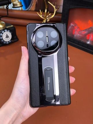 【昆仑防窥】羽唯适用#华为MateX6 #手机壳 真皮支架x5壳膜一体铰链全包
