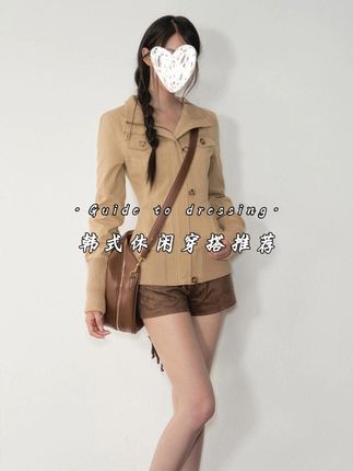 浅杏色夹克外套✨ 韩系松弛感穿搭模板 #秋季穿搭 #显瘦穿搭 #韩系穿搭 #短外套 #被秋日氛围感穿搭拿捏了