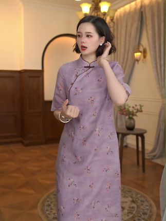 夏日清凉,妈妈穿上这款国风印花裙美翻了! 这个季节穿啥衣服?这款改良款连衣裙让你告别单调!#面料柔软舒适#妈妈装#时尚妈妈装#连衣裙#预制国庆出游穿搭
