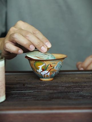 复古国风盖碗,泡茶赏艺两相宜! #好物推荐🔥 #茶具 #盖碗 #中式美学 #东方美学