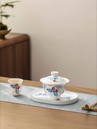 新中式盖碗|茶里的蝶舞花间浪漫诗意! 进直播间享直播专属优惠~【直播时间:9:00】#盖碗 #盖碗推荐 #泡茶盖碗 #茶具