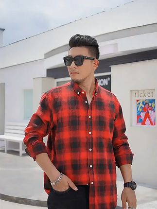 大码男生秋季必备!宽松格子衬衫,不喜欢可退哦! 春秋季潮胖哥时尚格子衬衫!这款格纹衬衫不仅版型好、质量棒,不挑身材,胖瘦 皆宜。还有运费险!#早秋高智感职场穿搭