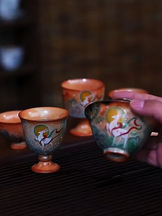 复古国风盖碗,品茶如诗如画! #茶具 #茶具好物推荐 #高端茶器 #盖碗 #陶瓷什么时候这么可爱了
