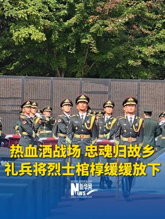 热血洒战场,忠魂归故乡。礼兵将烈士棺椁缓缓放下。这一幕令人动容!#第十二批志愿军烈士遗骸归国