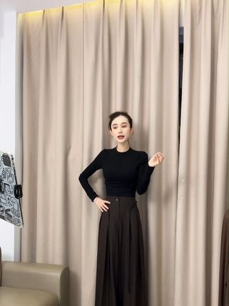 秋冬款韩版抽绳褶皱阔腿裤小众设计感高腰垂感显瘦长裤 #显高显瘦显腿长 #穿出高级感 #品质女装 #女人味十足 #显瘦搭配