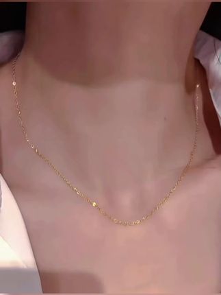 钛钢项链 洗澡不用摘18K包金百搭素链闪亮亮细项链锁骨链可挂吊坠#项链 #钛钢项链 #18K包金 #可挂吊坠 #锁骨链