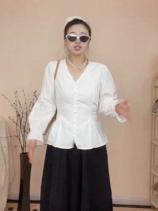 2025秋季新款大码女装胖MM法式蕾丝拼接长袖衬衫女显瘦上衣 #百搭上衣 #韩系穿搭 #洋气减龄 #小众设计感 #大码女装