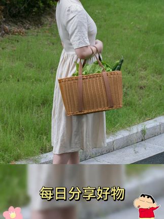 SUFU仿藤编大花篮,购物收纳野餐必备好物! #洗澡收纳篮 #收纳好物篮 #水果蔬菜收纳 #大号花篮子 #野餐好物