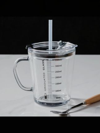 带刻度玻璃杯成人儿童家用把手杯有盖早餐喝咖啡冲泡牛奶专用杯子带刻度玻璃杯成人儿童家用把手杯有盖早餐喝咖啡冲泡牛奶专用杯子