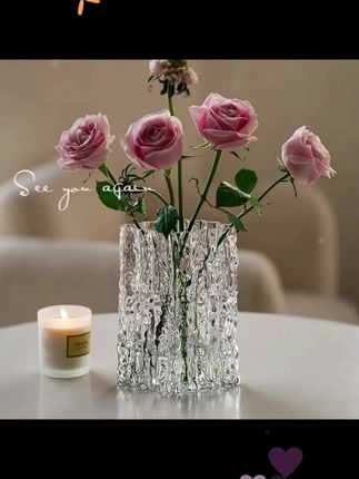 高级感花瓶家用高颜值大口径冰川插花花瓶敞口透明网红桌面摆件 #花瓶 #一束花的仪式感 #适合放在客厅的摆件推荐 #摆件 #高档大气上档次