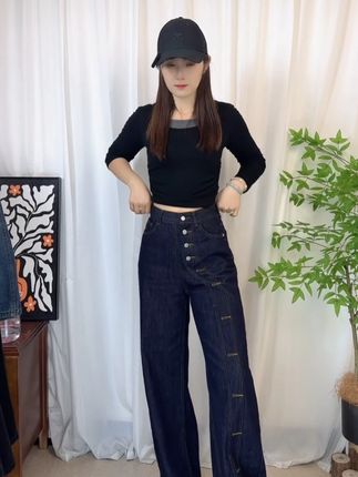 时髦设计感直筒牛仔裤女春秋季2025新款网红辣妹潮流阔腿裤子#显高显瘦显腿长 #百搭裤子 #牛仔裤