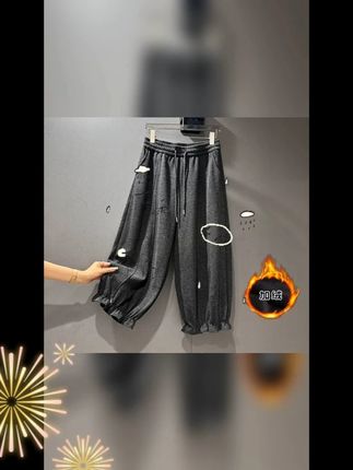 毛呢灯笼裤子女小个子花苞裤加绒高腰九分阔腿木耳花边加厚秋冬 #显瘦穿搭  #夏季新款  #显高显瘦显腿长  #百搭神裤  #显瘦裤子