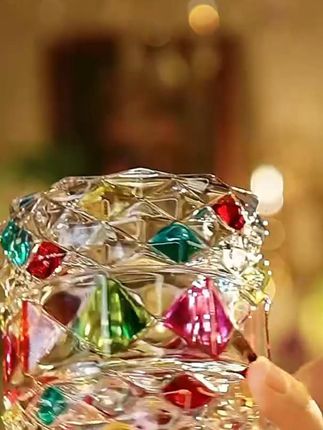 创意彩绘菱格ins风笔筒小花瓶桌面摆件