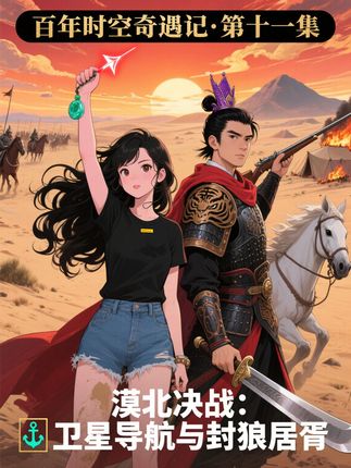 连载故事-百年时空奇遇记-第十一集 #霍去病 #封狼居胥 #漫画女孩 #烫画T恤 #连载故事 第十一集 漠北决战:卫星导航与封狼居胥~