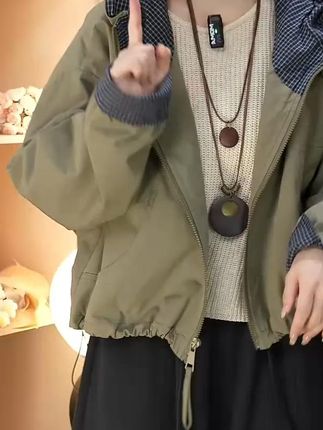 韩版连帽冲锋衣外套女2025新款宽松休闲百搭小个子防风夹克上衣秋#ootd穿搭 #小众设计感 #时髦精 #显瘦显高 #外套