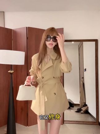 #休闲百搭气质风衣 新款时尚小个子卡其色高级感外套#品质女装