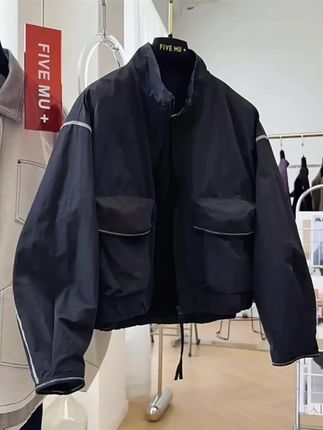 设计感独特别致休闲立领工装外套女秋季宽松高品质的韩系夹克上衣#秋季穿搭 #韩系工装外套 #休闲时尚 #女装上衣 #立领设计