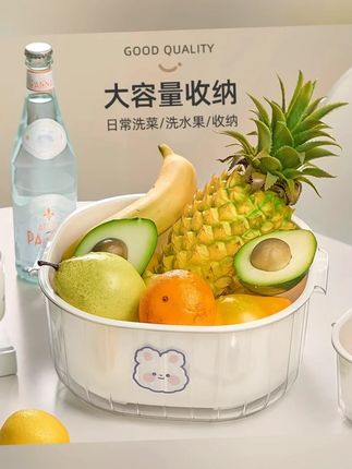 双层洗菜盆沥水篮厨房家用洗水果新款大号六件套淘菜滤水篮子神器#洗菜盆沥水篮 #厨房用品 #六件套 #洗水果神器 #沥水篮