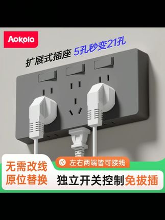 郝劭文推荐 86型暗装原位扩展式插座21孔厨房带开关多孔转换器轨道插座插排#扩展式插座 #扩展式插座面板 #扩展式插座带开关 #插座面板 #多孔插座面板