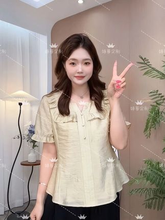 【 新款 婷哥定制 夏烈蔷薇】夏季温柔风设计感短袖上衣TGW #夏季新款 #短袖上衣 #短袖 #娃娃衫 #显瘦遮肉 @DOU+小助手