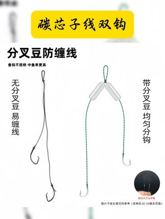 防缠绕碳芯大力马子线双钩 曲柄伊势尼鱼钩 曲柄新关东 #渔具用品 #防缠绕 #弹芯大力马子线双钩 #曲柄伊势尼鱼钩 #户外钓鱼 防缠绕碳芯大力马子线双钩大小兼顾曲柄伊势尼曲柄新关东鱼钩垂钓